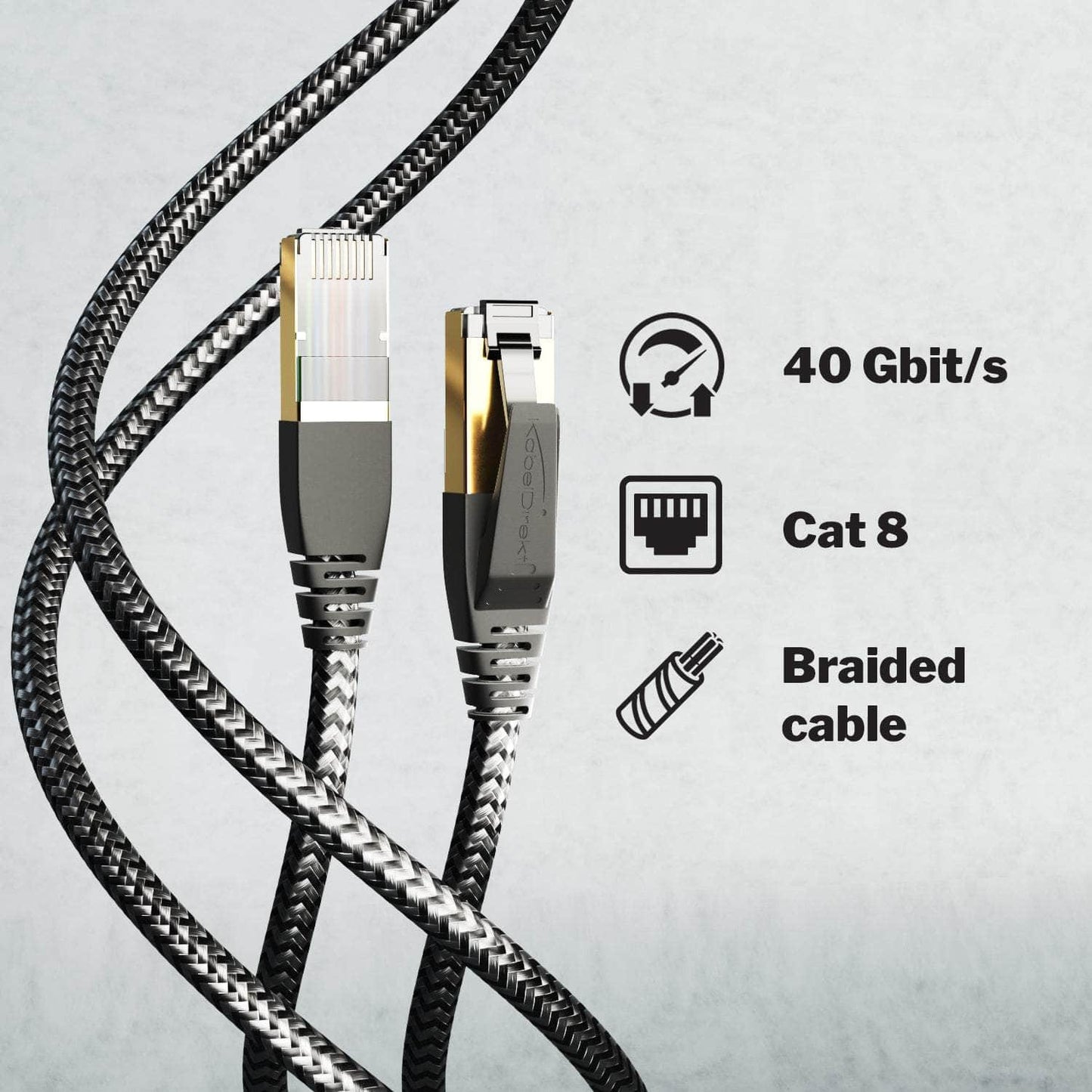 Cat 8 Netzwerkkabel mit FlexMesh-Braiding – 40 Gbit/s Ethernet, LAN & Patch Kabel