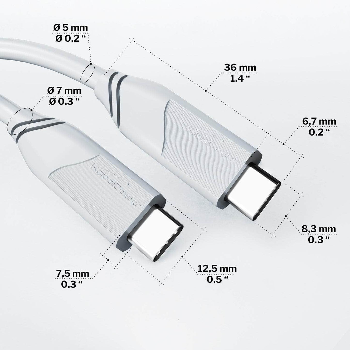 USB-C-Kabel - USB 4.0, Power Delivery 3, Thunderbolt 4, weiß - 2m