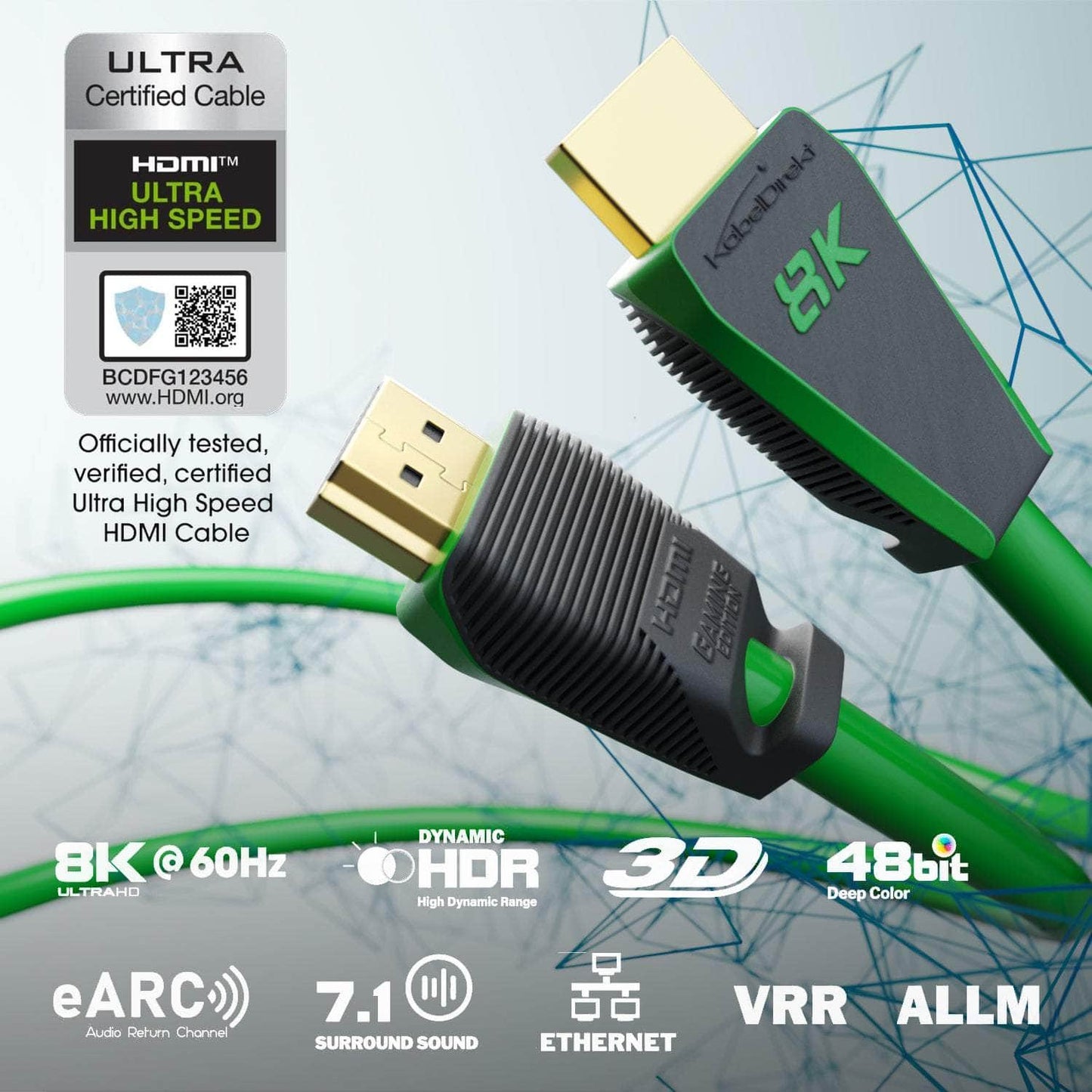 8K Ultra High Speed HDMI 2.1 Cable – 8K@60Hz - officially tested and certified
