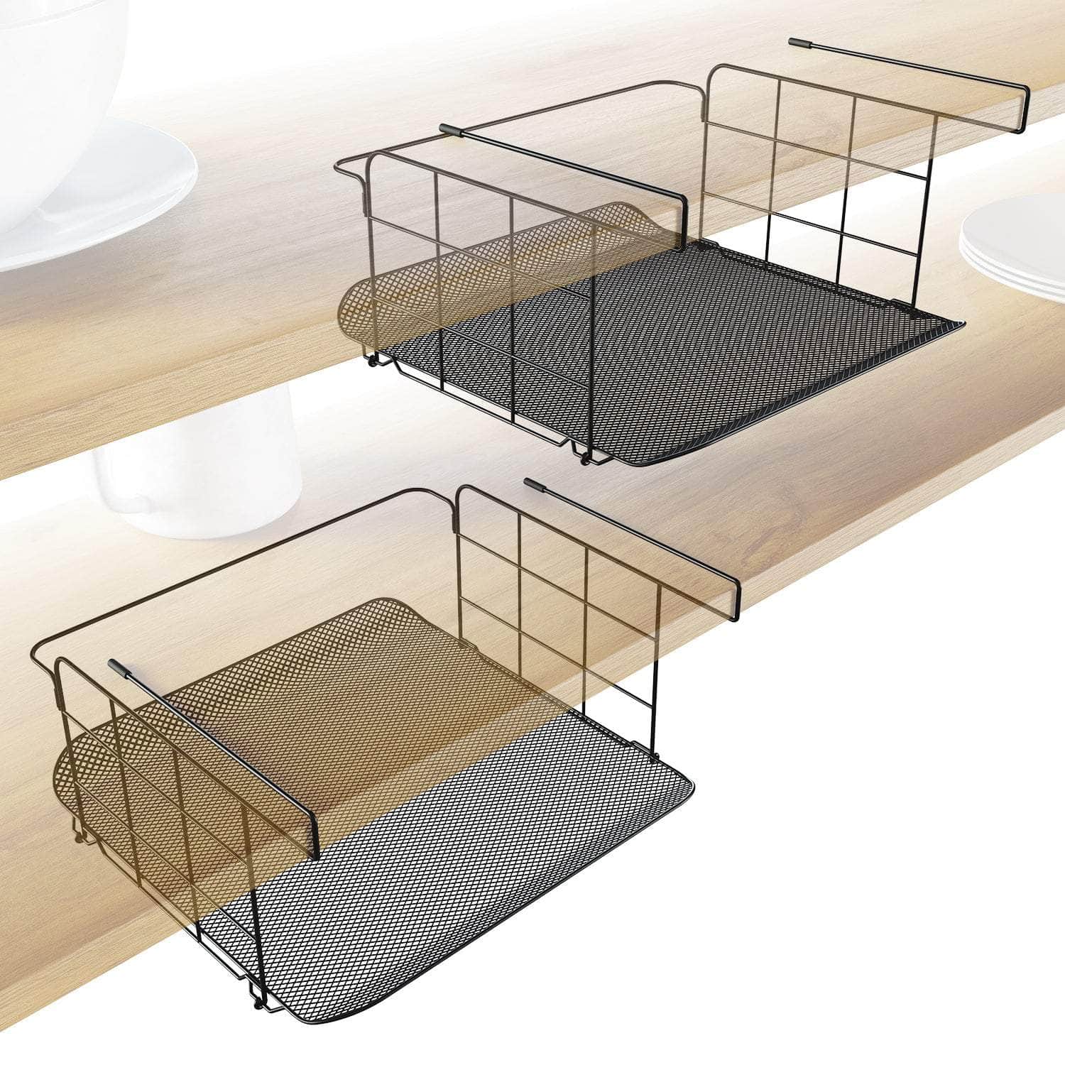 KD Essentials – 2x Küchen-Hängekorb, Unterregal-Organizer – Mesh-Desig – KabelDirekt