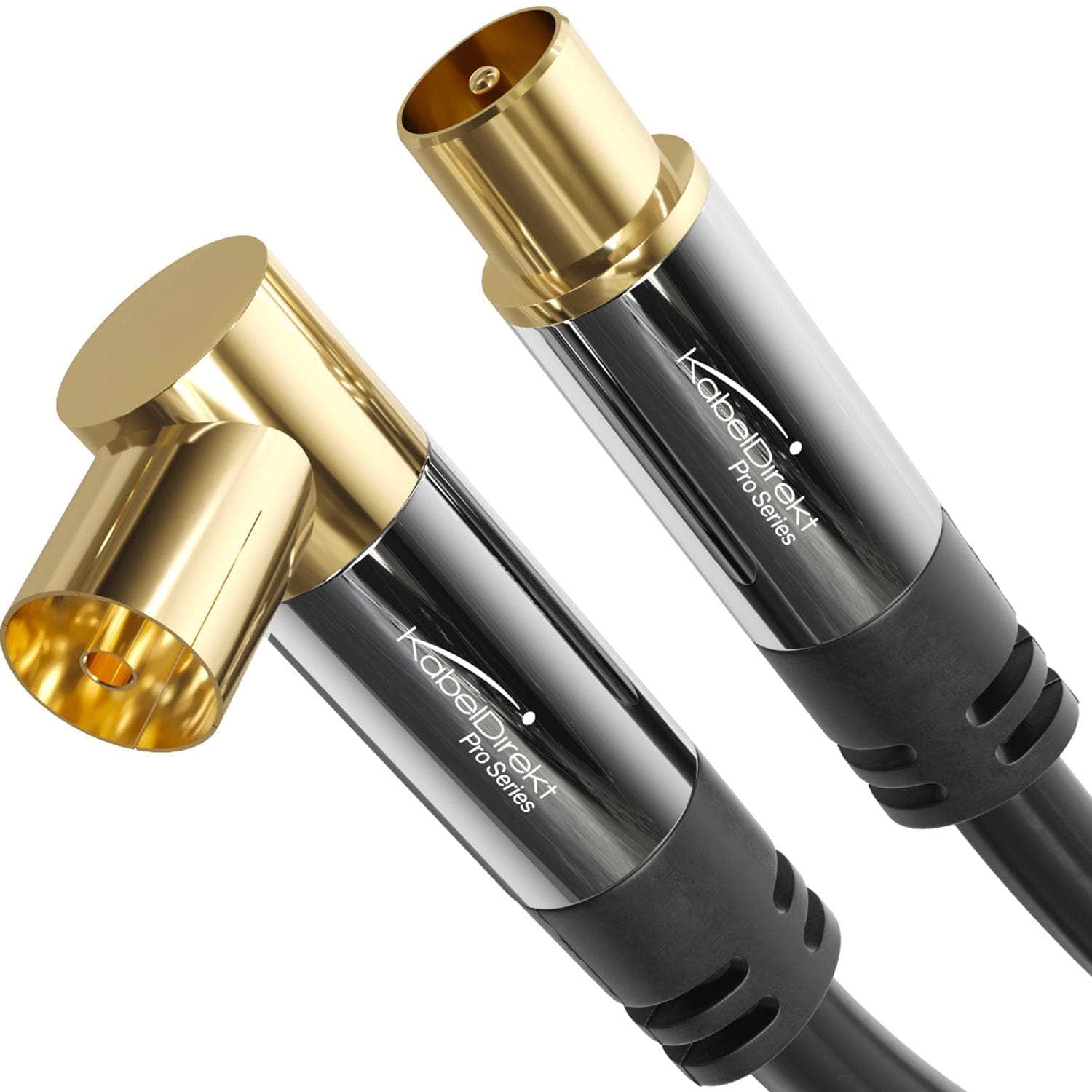 Antennenkabel – 90° gewinkelte Koax Buchse > Koax Stecker gerade – KabelDirekt