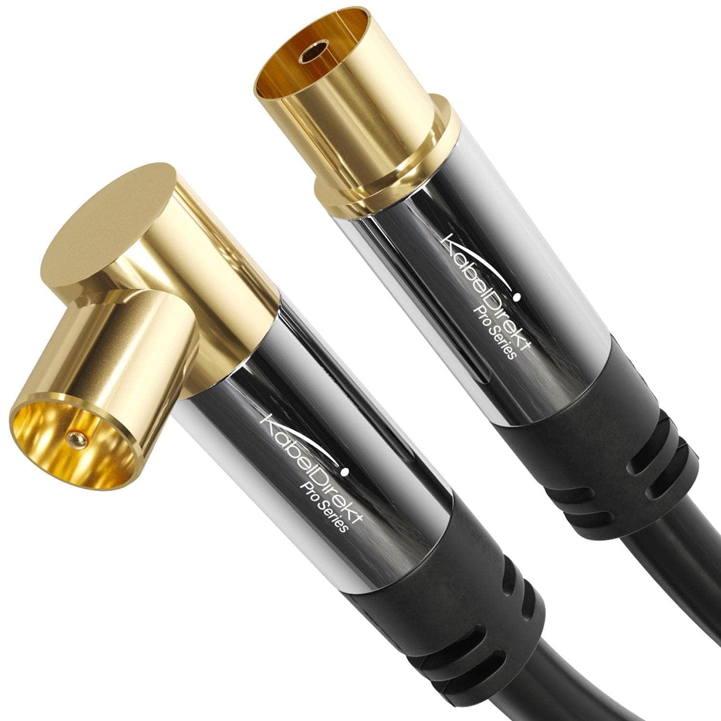 HDTV aerial / coaxial cable - 90° angled male connector to straight female connector