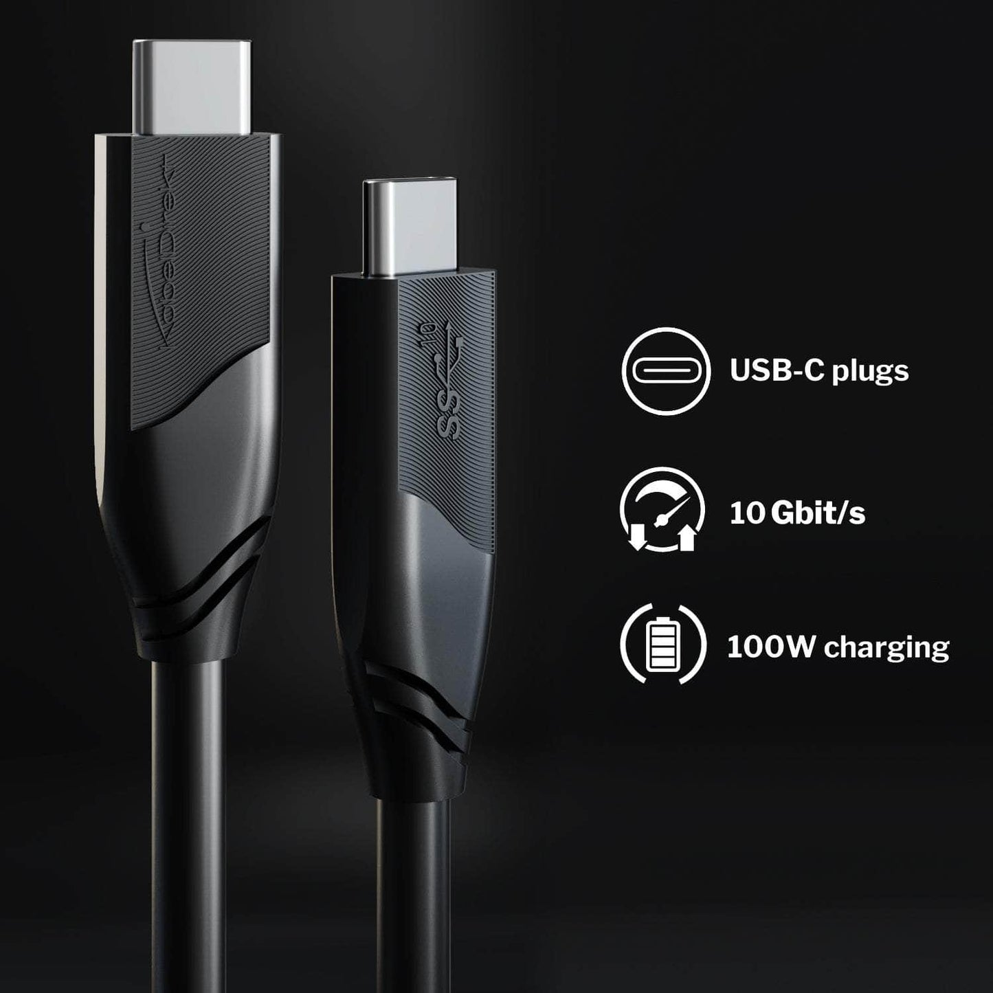USB-C-Kabel - USB 3.2, Power Delivery 3, schwarz