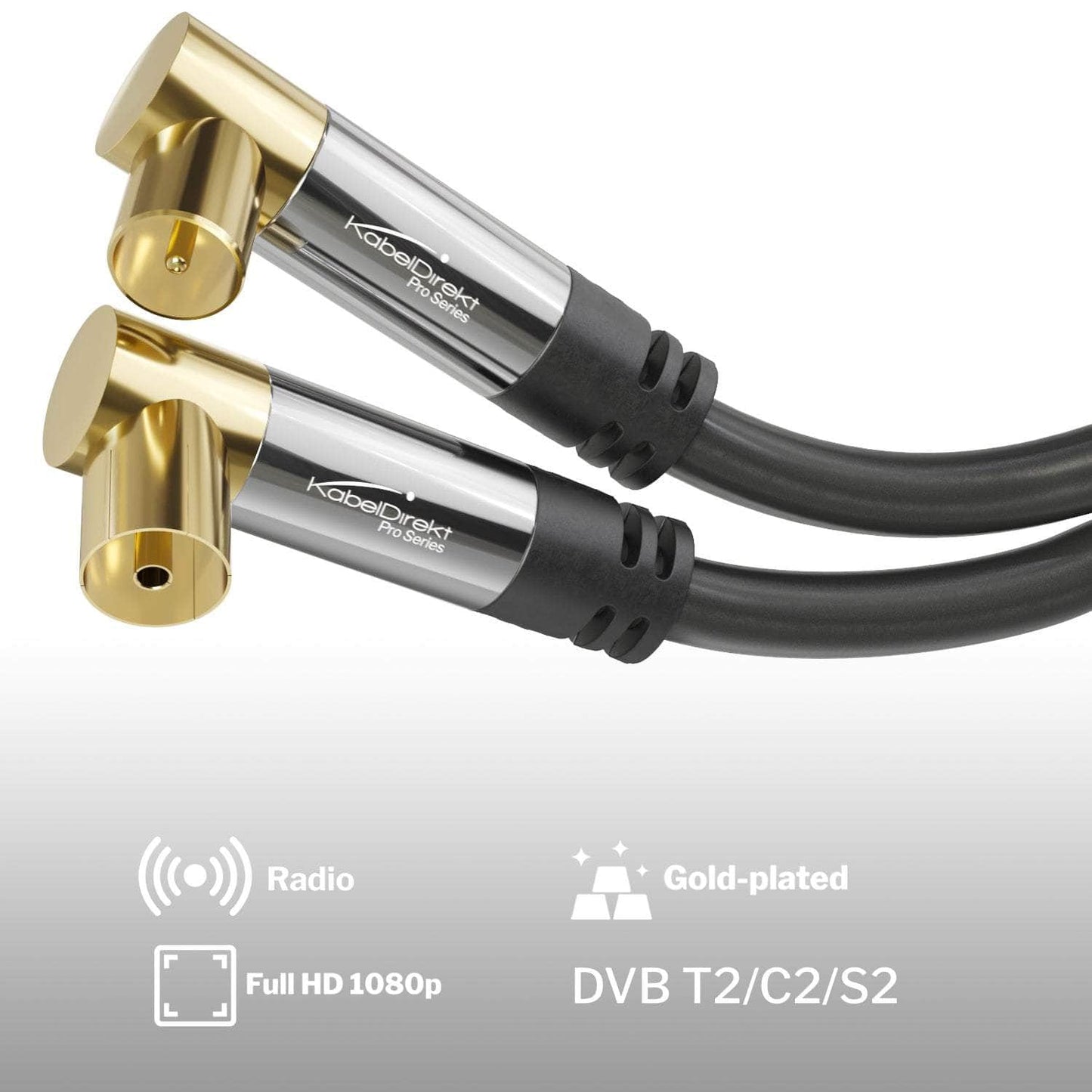 Antennenkabel - 90° gewinkelter Koax Stecker > gewinkelte Koax Buchse