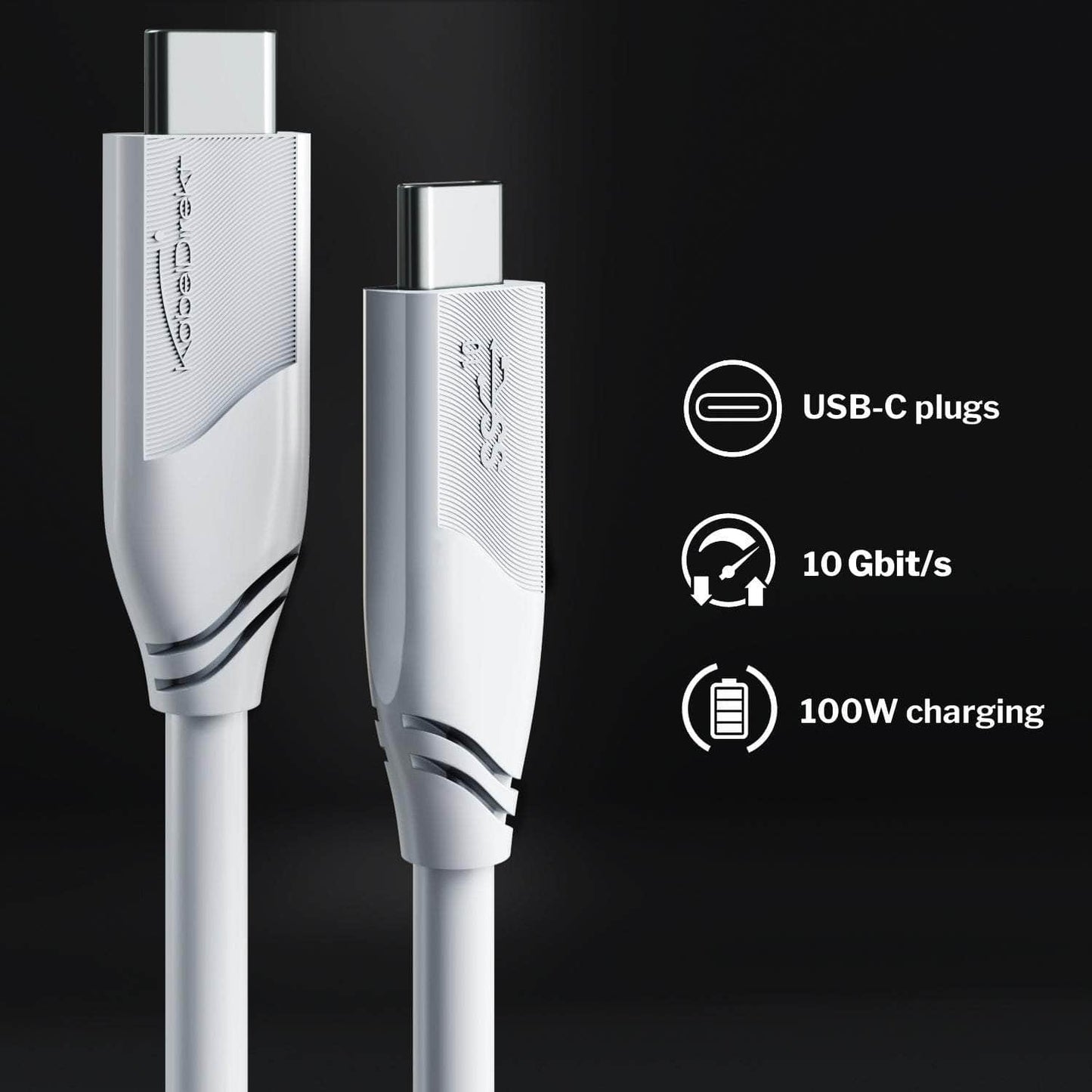 USB-C-Kabel - USB 3.2, Power Delivery 3, weiß