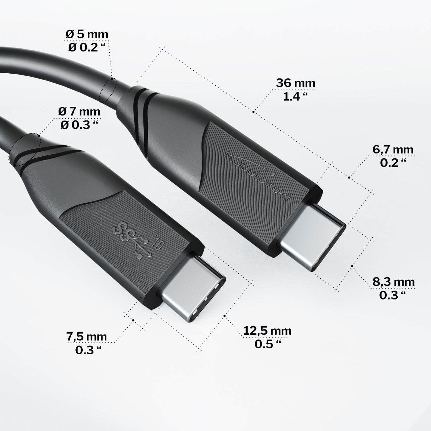 USB-C-Kabel - USB 3.2, Power Delivery 3, schwarz