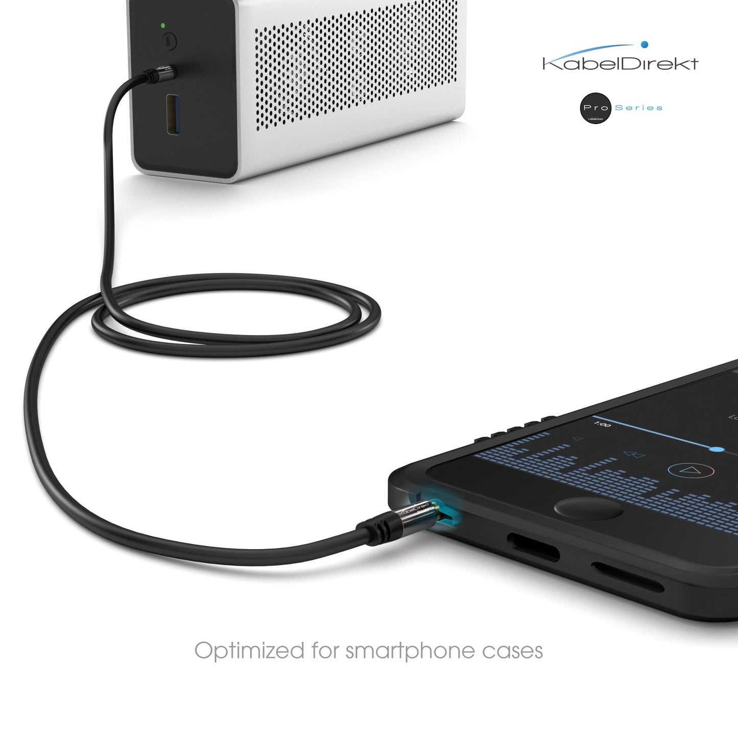 AUX Audio & Klinkenkabel - unzerstörbar konstruiert & optimal geeignet für Smartphones - schwarz