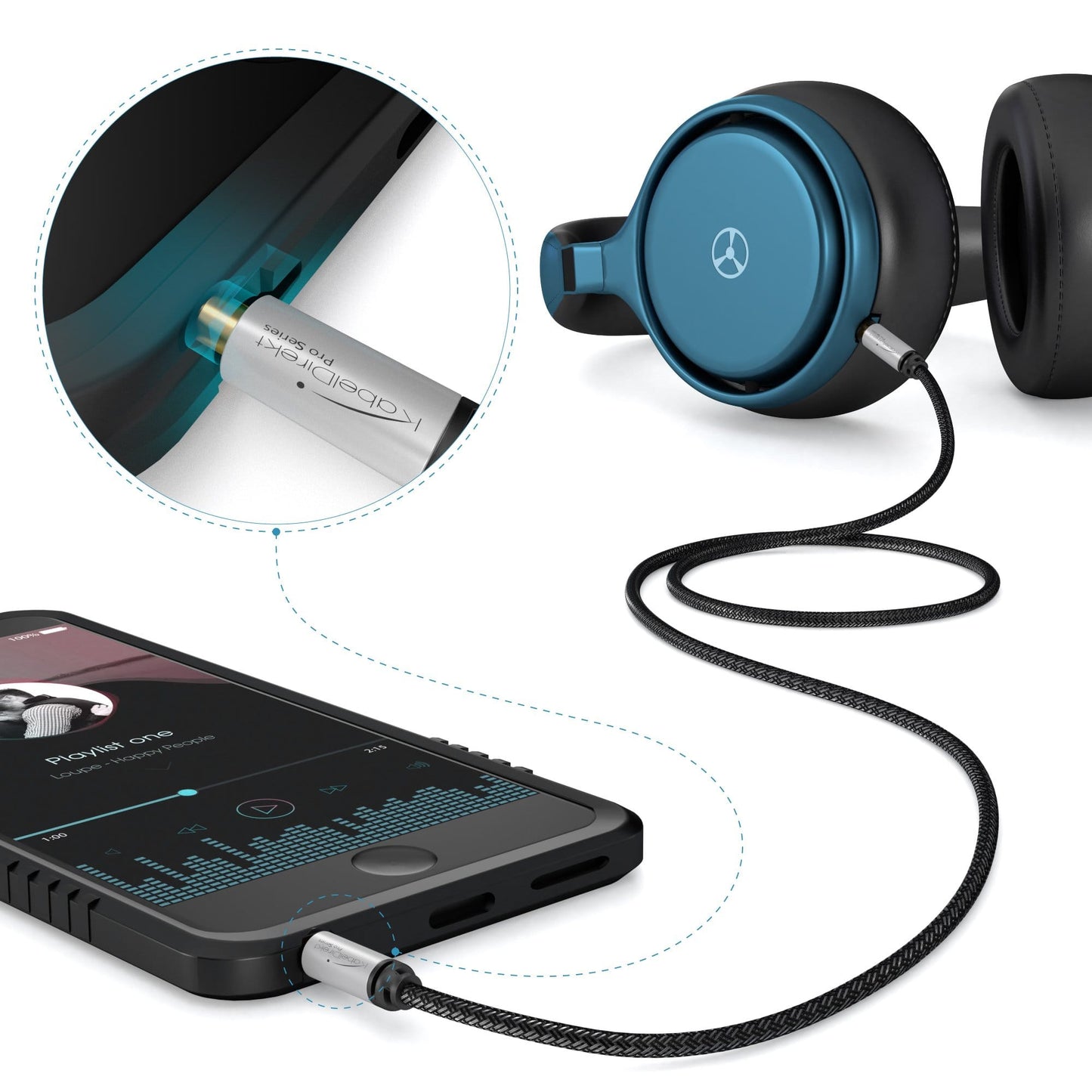 AUX Audio & Klinkenkabel - unzerstörbar konstruiert & optimal geeignet für Smartphones und Auto - silber
