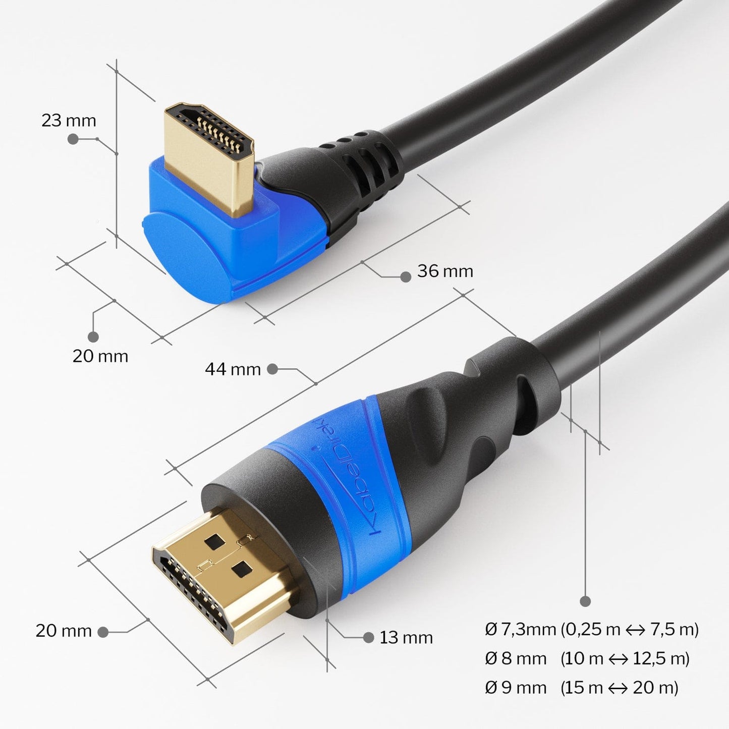 4K High Speed HDMI Cable - angled, 90° - with Ethernet, 3D, ARC, HDR