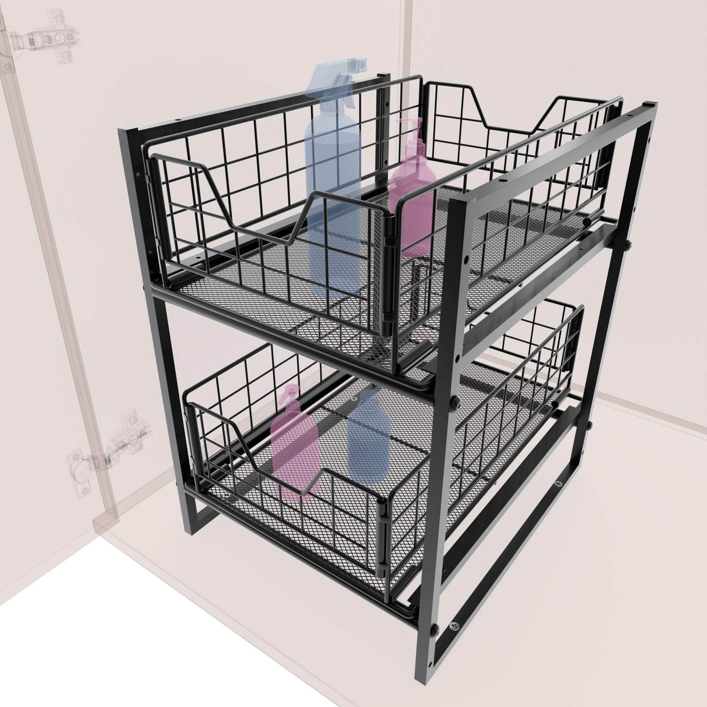 KD Essentials – Spülschrank-Organizer, Küchenschrank-Regal – Vollmetall, 2 Etagen