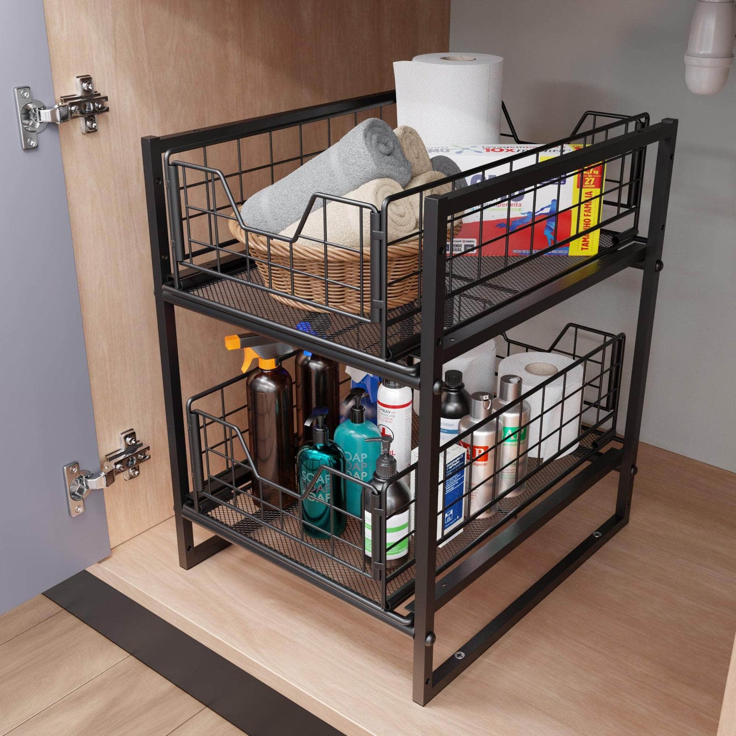 KD Essentials – Spülschrank-Organizer, Küchenschrank-Regal – Vollmetall, 2 Etagen