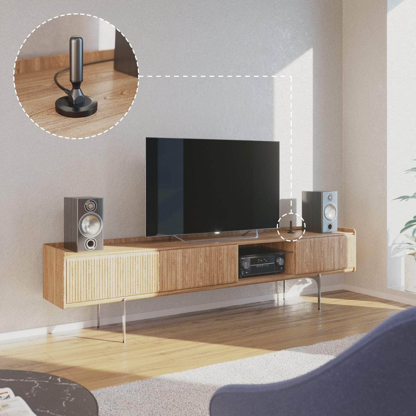 DVB-T/T2-Antenne - TV- und Radio-Empfang - 3 m Kabellänge - massive Version