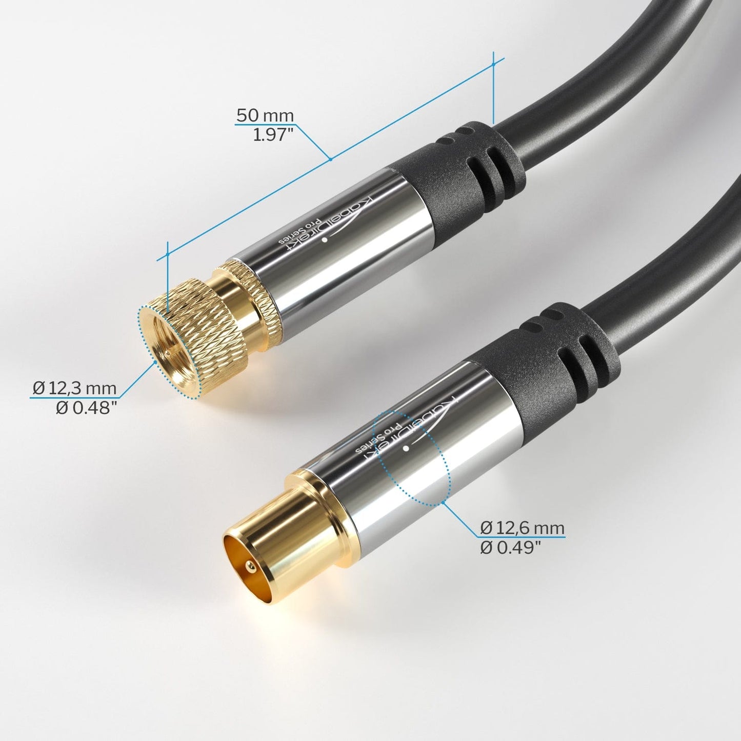 SAT/TV Cable - 75 Ohm - F-type connector, coax connector - coaxial cable for TV, HDTV, radio, DVB-T2, DVB-C, DVB-S