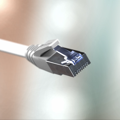 Cat 7 Ethernet- & Netzwerkkabel flach - weiß  - 10 Gbit/s mit RJ45-Stecker