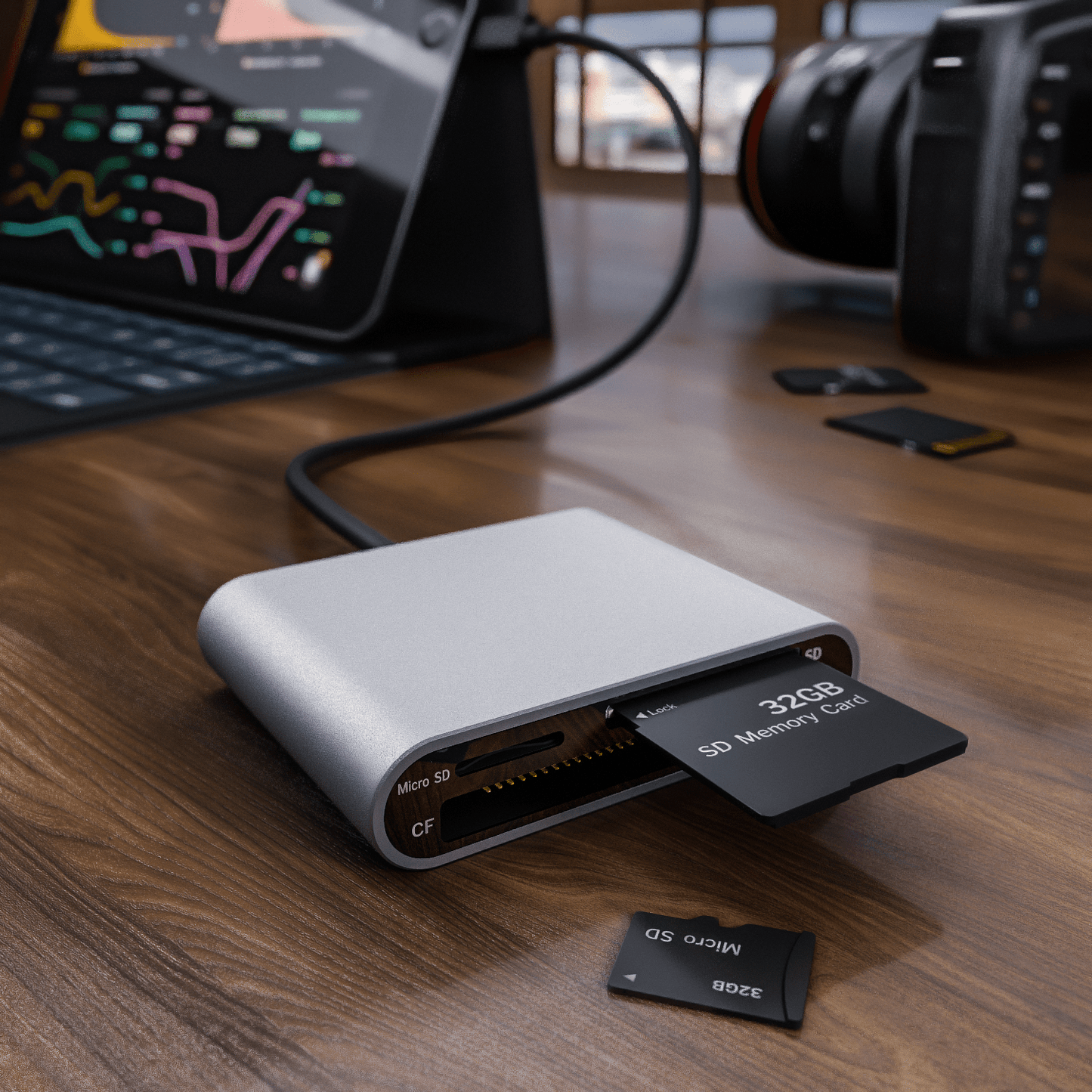 Card Reader - USB-C connector - for SD, SDXC, SDHC, microSD, MMF, CF