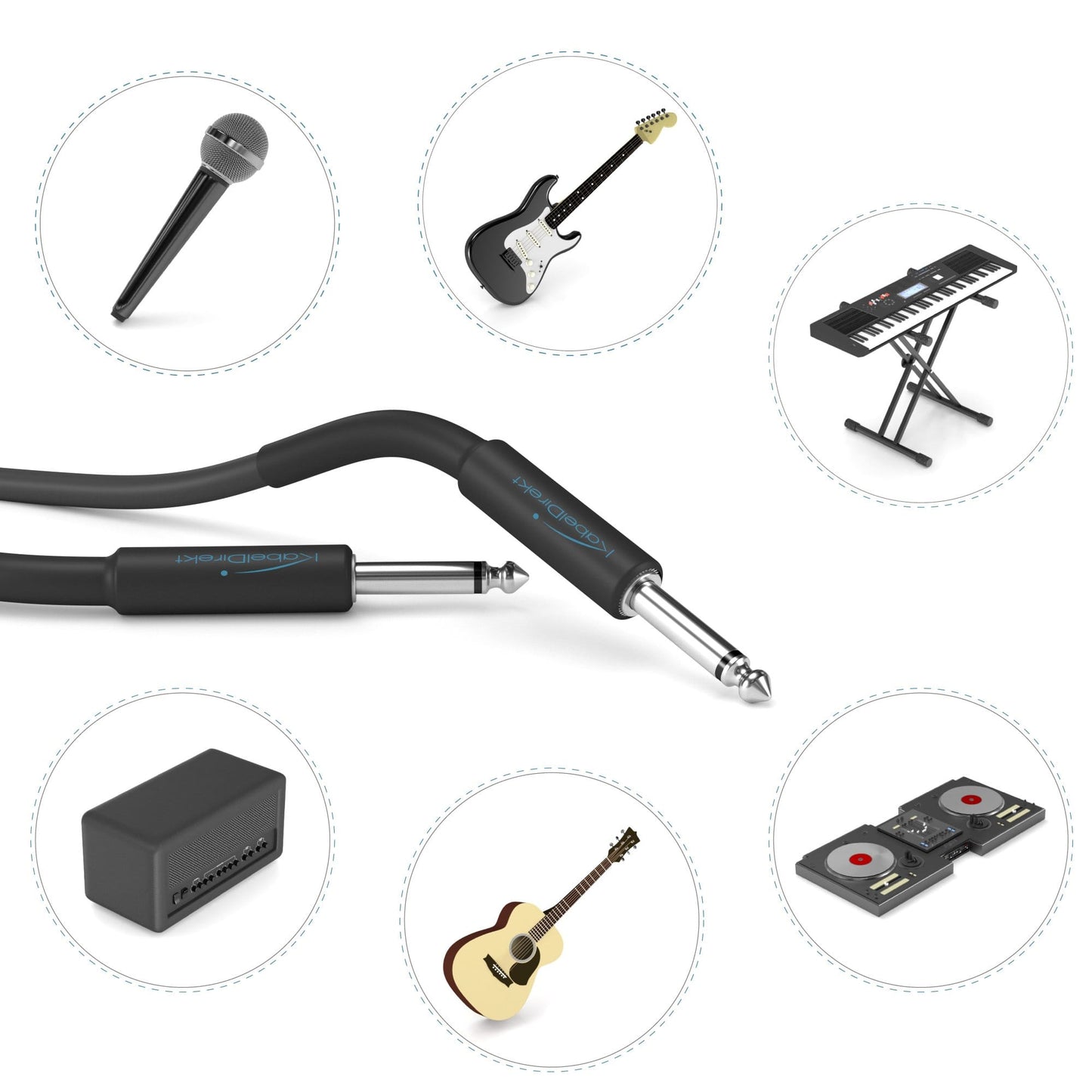 6,3mm Instrumentenkabel / Gitarrenkabel - Audio Kabel für den Anschluss von E-Gitarre an einen Verstärker