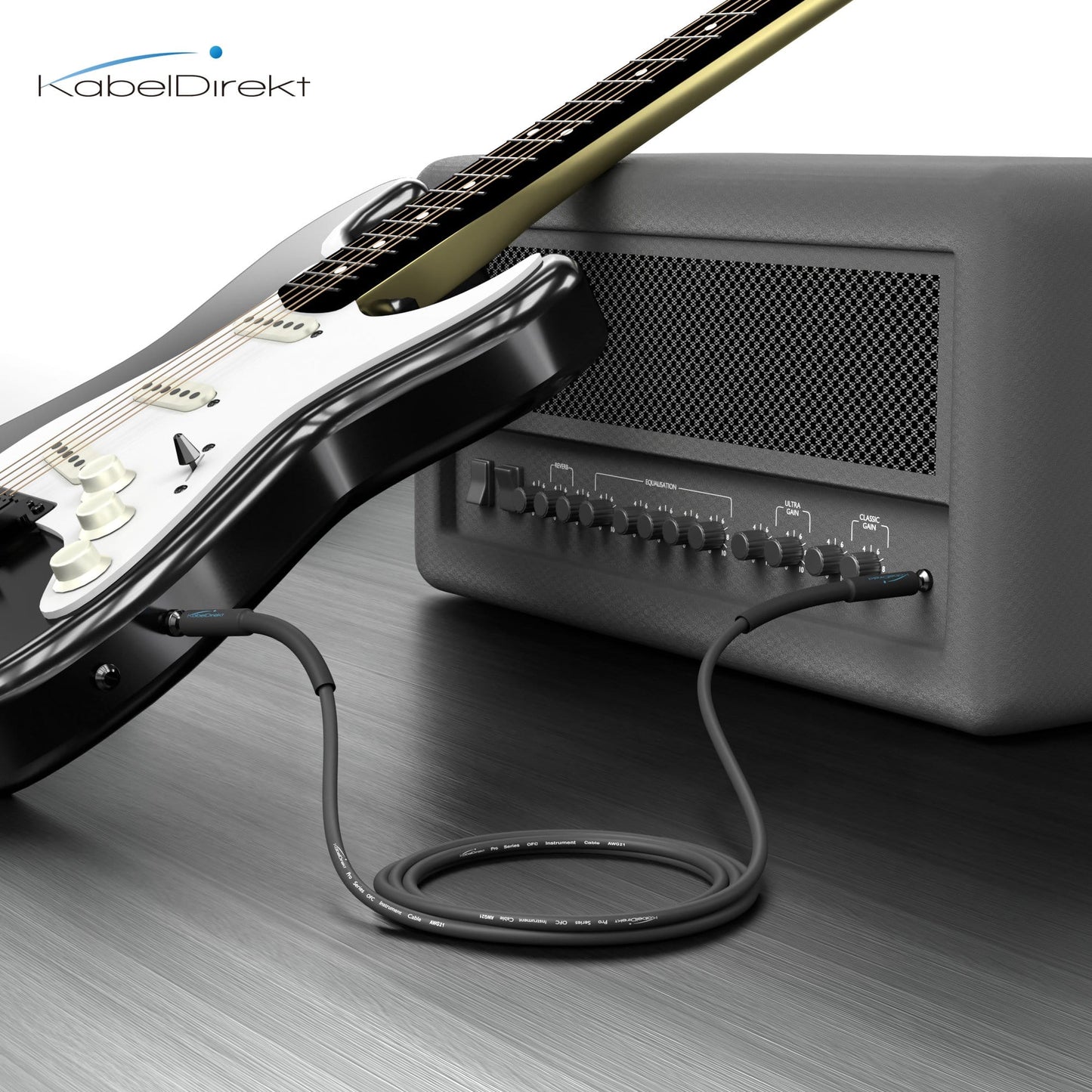 6,3mm Instrumentenkabel / Gitarrenkabel - Audio Kabel für den Anschluss von E-Gitarre an einen Verstärker