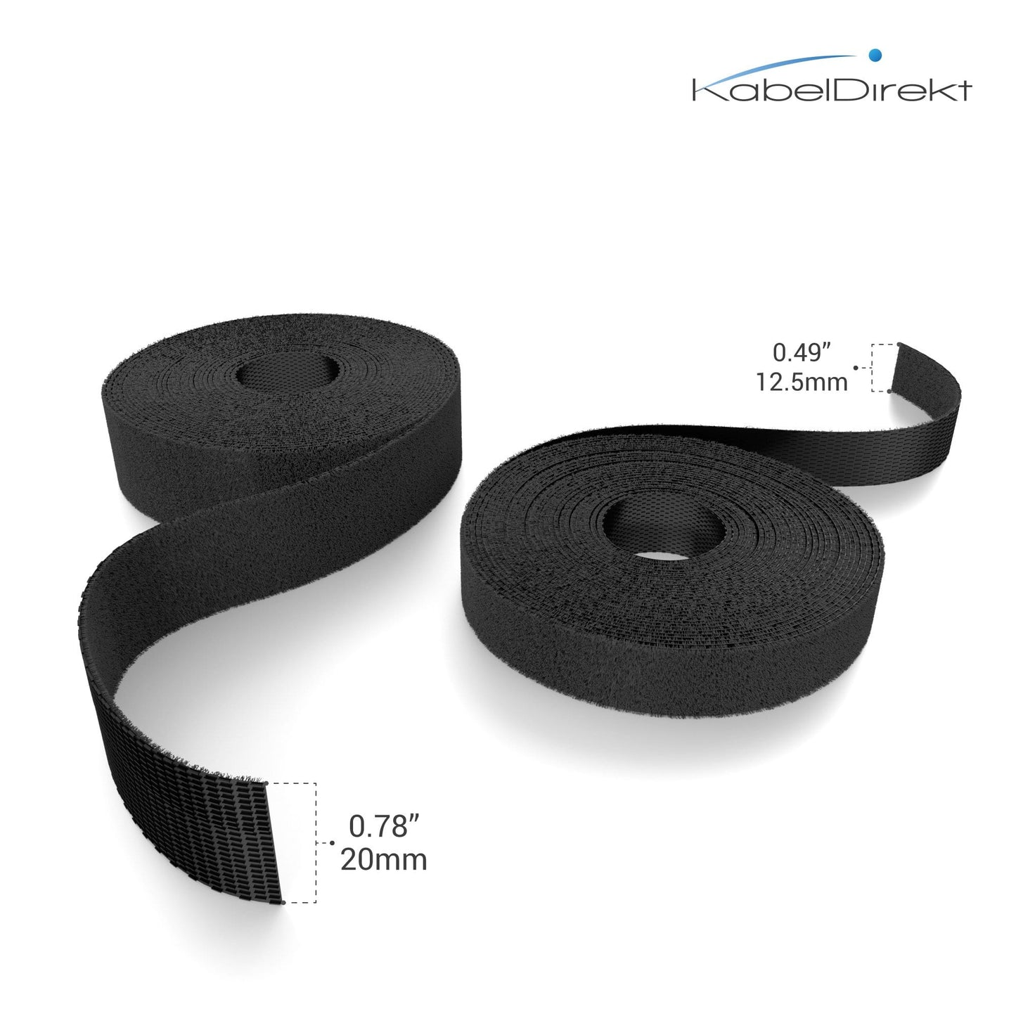 Klett-Kabelbinder – frei zuschneidbare, wiederverwendbare Klettband-Rolle, 12,5 mm breit, schwarz