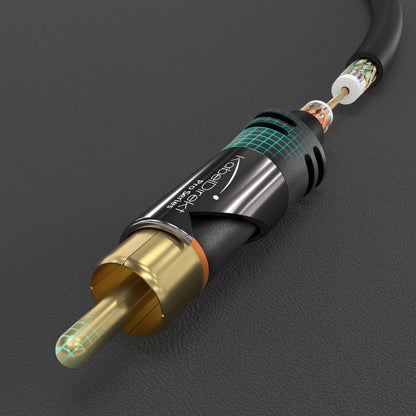 Subwoofer-Kabel, 1 Cinch zu 1 Cinch Koax Audiokabel, RCA-Stecker, Audiosignal (analog/digital), 75 Ohm