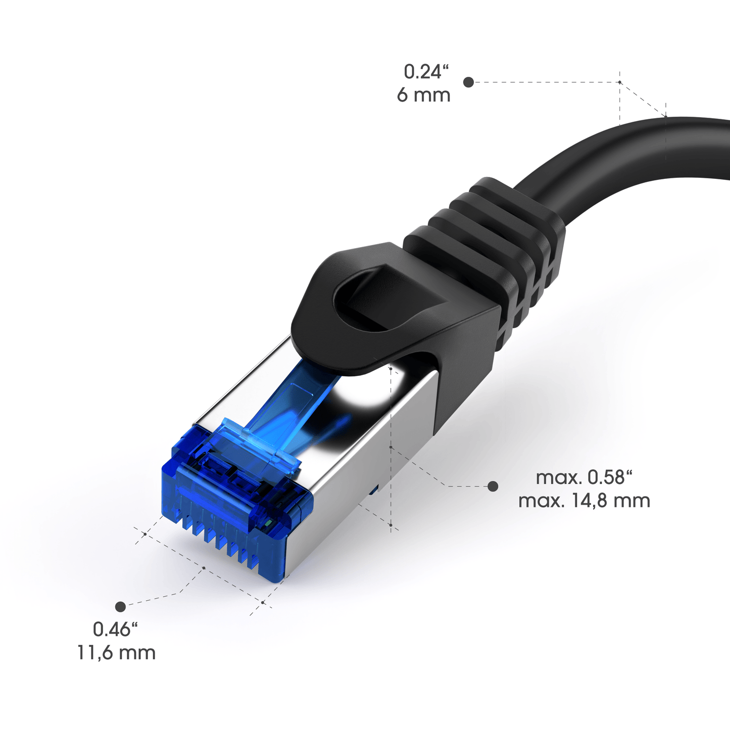 CAT 6 Netzwerkkabel F/UTP, Ethernet, LAN & Patch Kabel, schwarz/silber