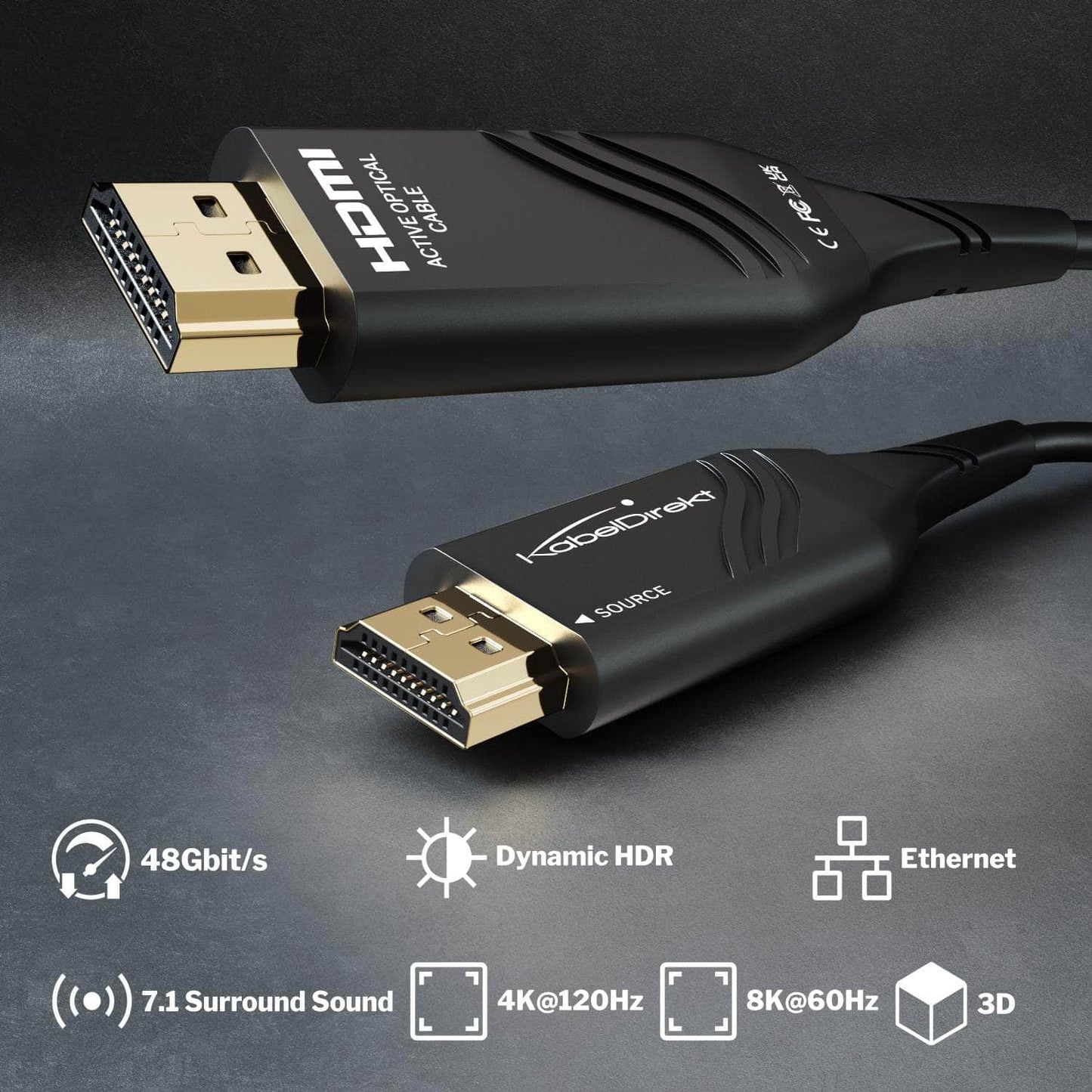 Optical HDMI cable - 48G, 8K@60Hz, fibre optic