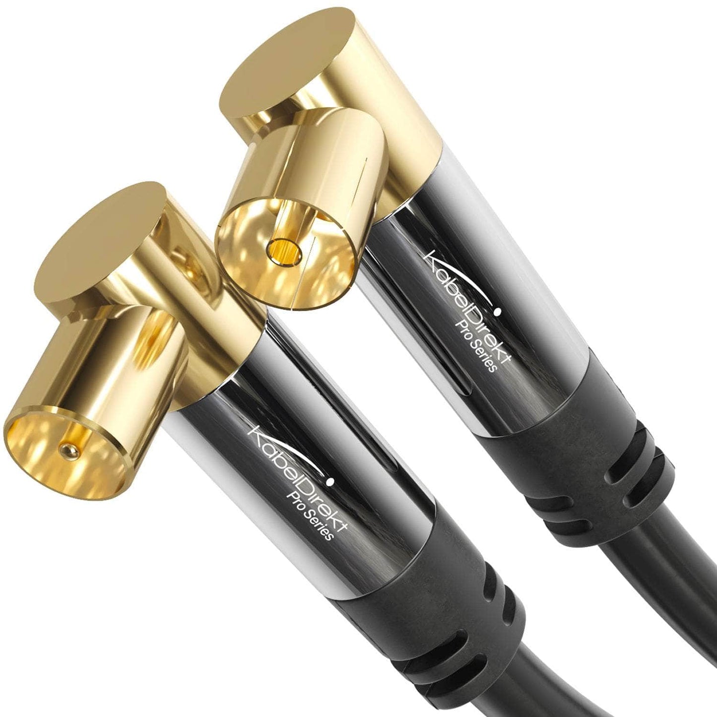HDTV aerial / coaxial cable, 90° angled female connector to angled male connector