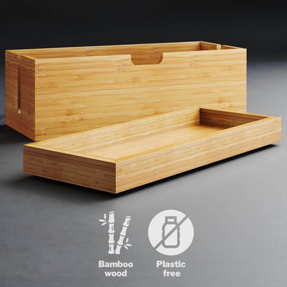 KD Essentials – Bamboo box – Suitable for storing chargers, power strips and cables