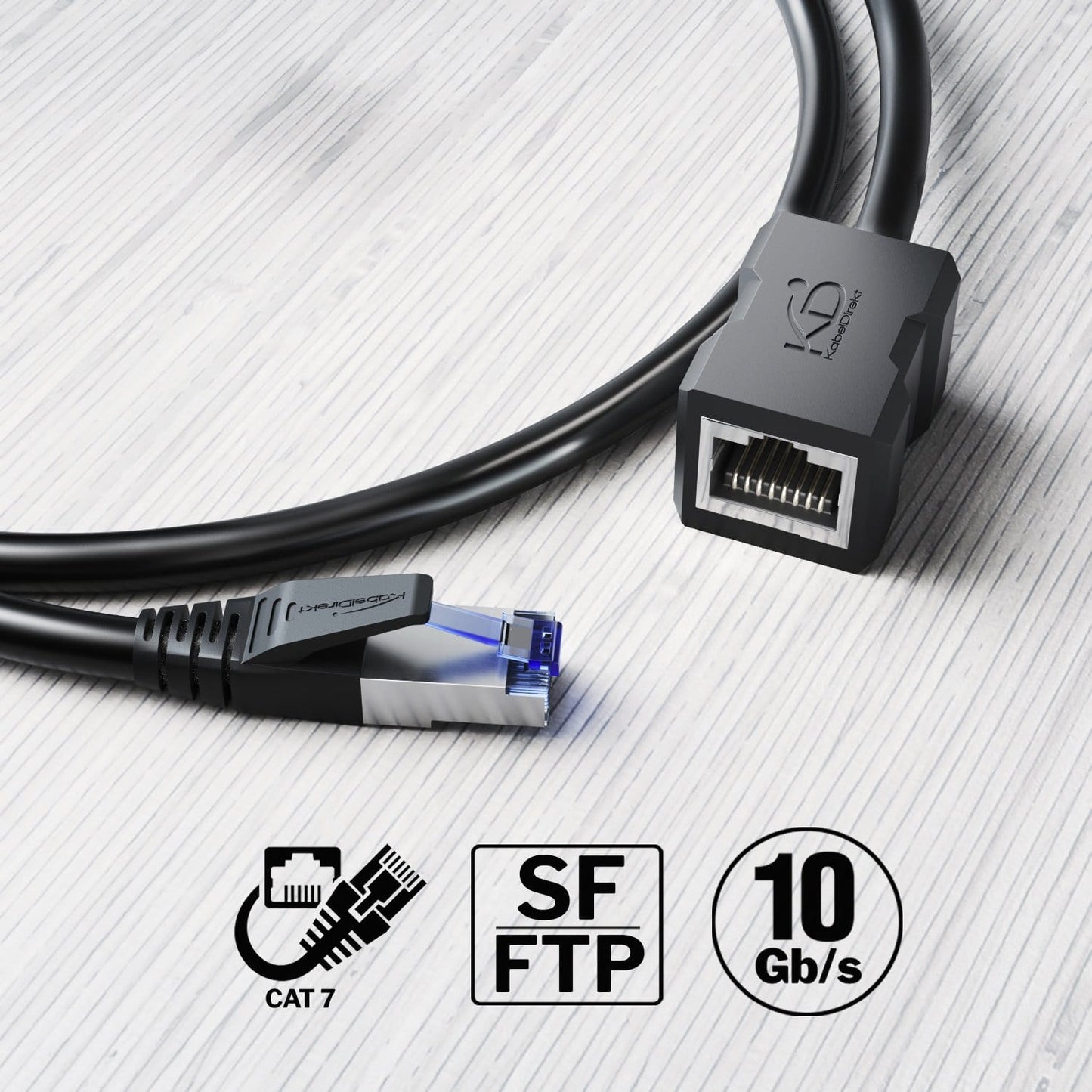 Cat 7 Netzwerkverlängerung mit RJ45-Buchse – 10 Gigabit Ethernet, LAN & Patch Kabel