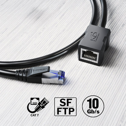 Rallonge LAN & câble prolongateur Ethernet, Cat 7, 10 Gbit/s, blindage SF/FTP