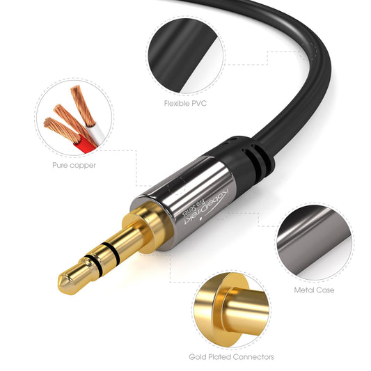 Tradineur - Cable de audio jack con doble entrada - Jack 3,5 mm
