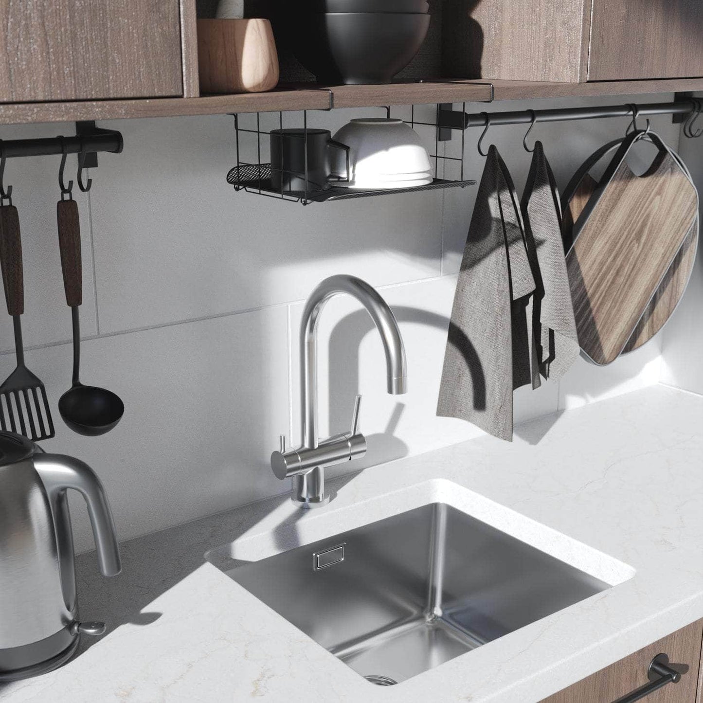 KD Essentials – 2x Küchen-Hängekorb, Unterregal-Organizer – Mesh-Design