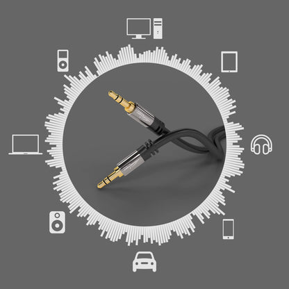 AUX Audio & Klinkenkabel - unzerstörbar konstruiert & optimal geeignet für Smartphones - schwarz