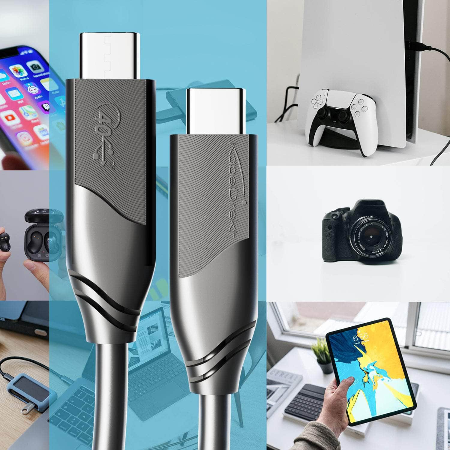 Câble USB-C, USB 4/TB4 – 1 m – USB-C vers USB-C, câble de données/recharge,  40 Gbit/s, 100 W, noir