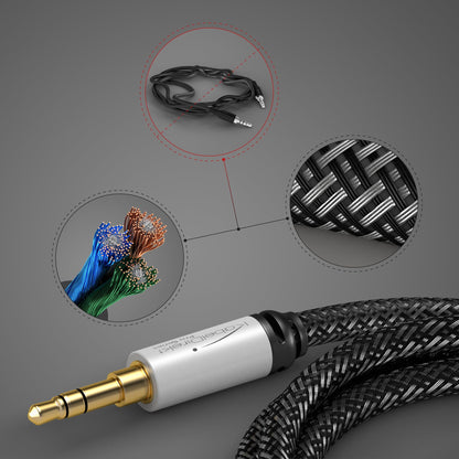 AUX Audio & Klinkenkabel - unzerstörbar konstruiert & optimal geeignet für iPhones, iPads, Smartphones, Auto - silber