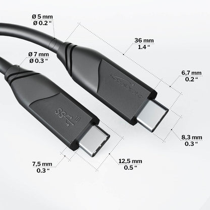 USB C Cable - USB 3.2, Power Delivery 3, black