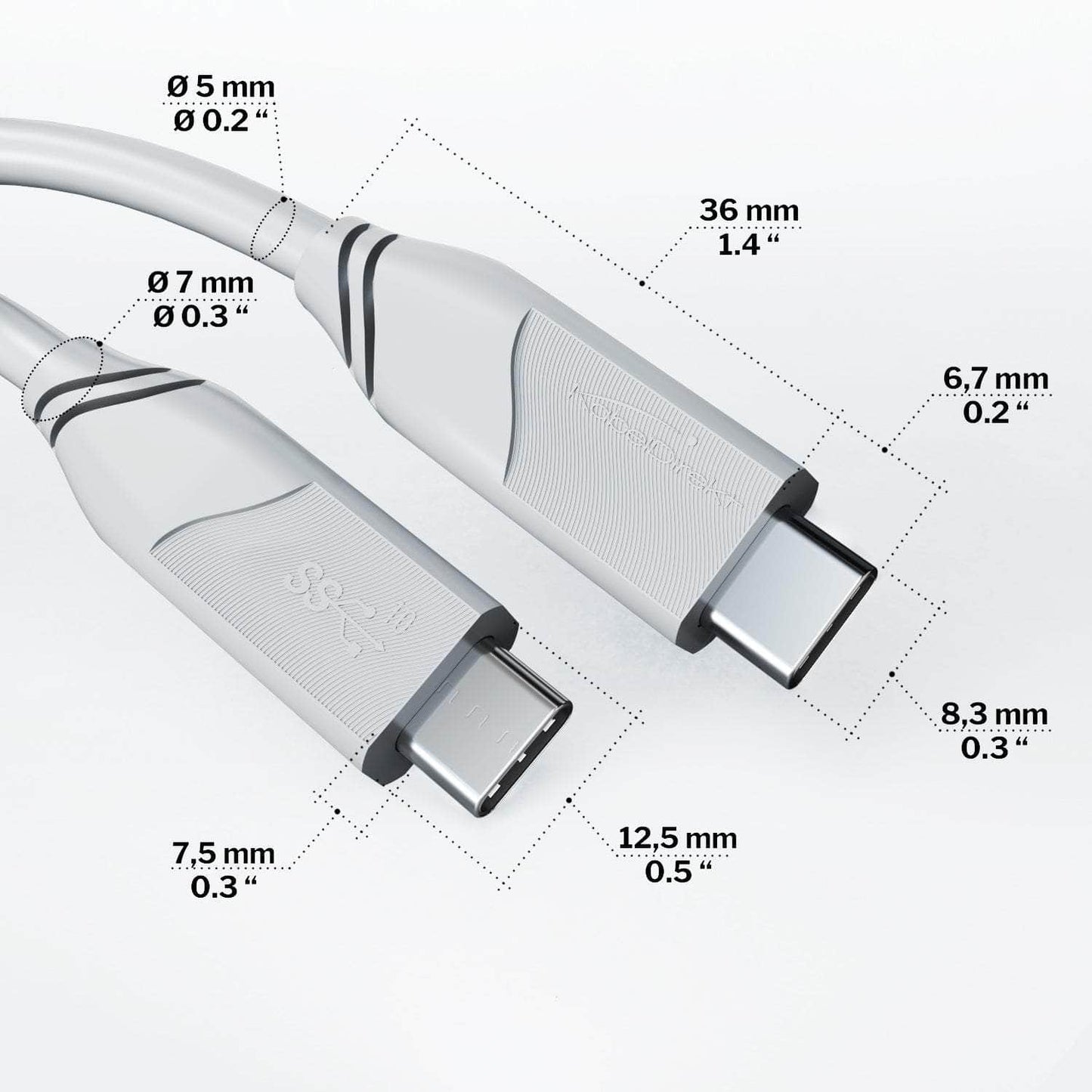 Câble USB-C, USB 3.2 Gen 2 – USB-C vers USB-C, câble de données/recharge, 10 Gbit/s, 100 W, blanc
