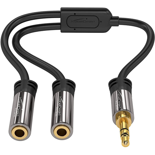 3,5-mm-Y-Adapter - Klinken-Splitter für zwei Kopfhörer, 1×3,5-mm-Stecker auf 2×3,5-mm-Buchse