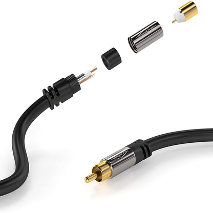 RCA/phono extension lead cable, audio/digital/video (coax cable, RCA/phono male to female, for subs/amps/Hi-Fis, analogue/digital audio or composite video, 75 ohm, black)