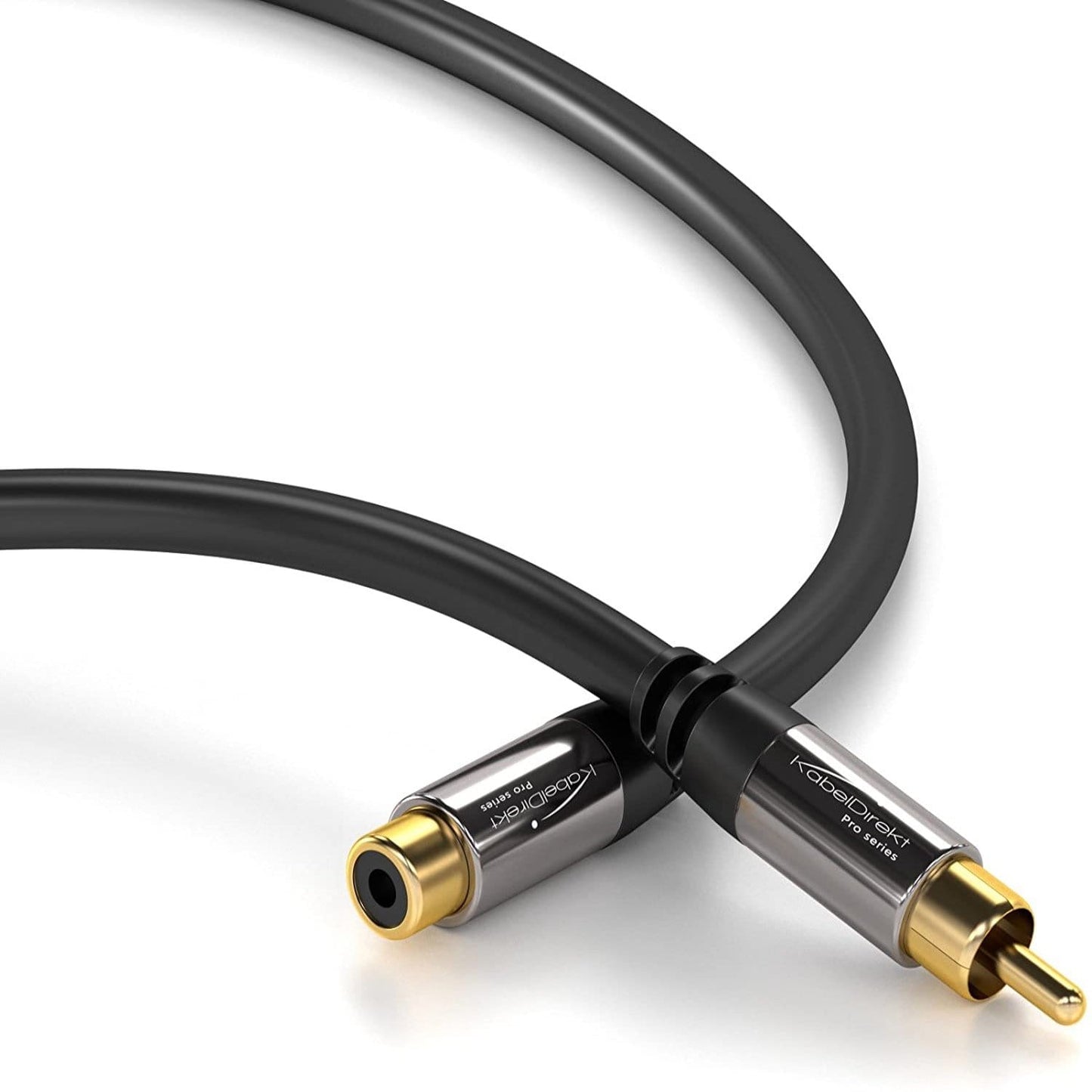 RCA/phono extension lead cable, audio/digital/video (coax cable, RCA/phono male to female, for subs/amps/Hi-Fis, analogue/digital audio or composite video, 75 ohm, black)