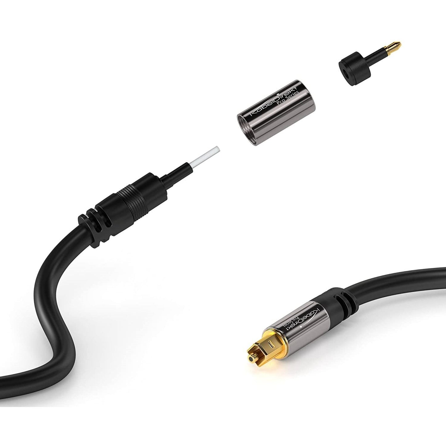 TOSLINK auf Mini-TOSLINK, optisches Audiokabel, Lichtwellenleiter/LWL, überträgt Digitale Audiosignale an Fernseher/Verstärker/HiFi-Geräte, schwarz