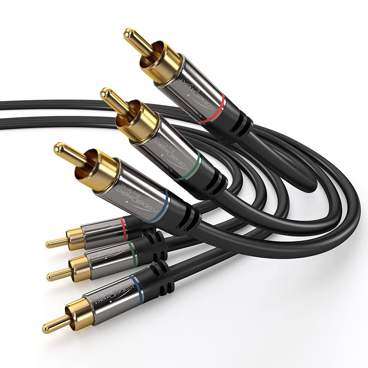 Component Cable, RCA/phono, RGB/YUV (coax cable, 3× RCA/phono to 3× RCA/phono male cinch plugs