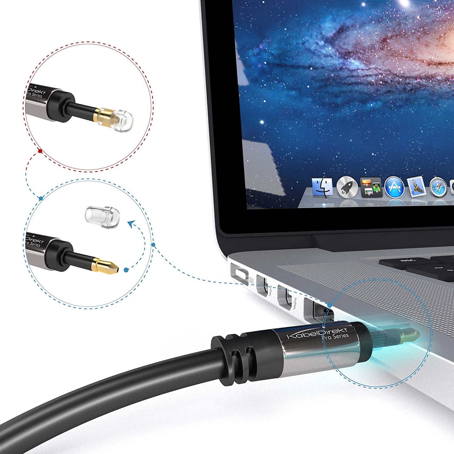 Mini-TOSLINK cable – digital audio cable, optical, TOSLINK to Mini-TOSLINK, fiber optic, black