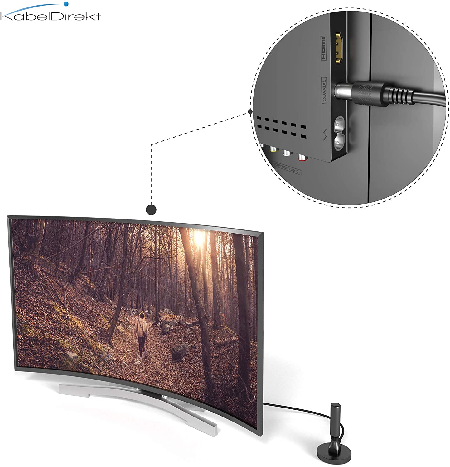 DVB-T/T2 antenna - TV and radio - 3m cable length - robust design