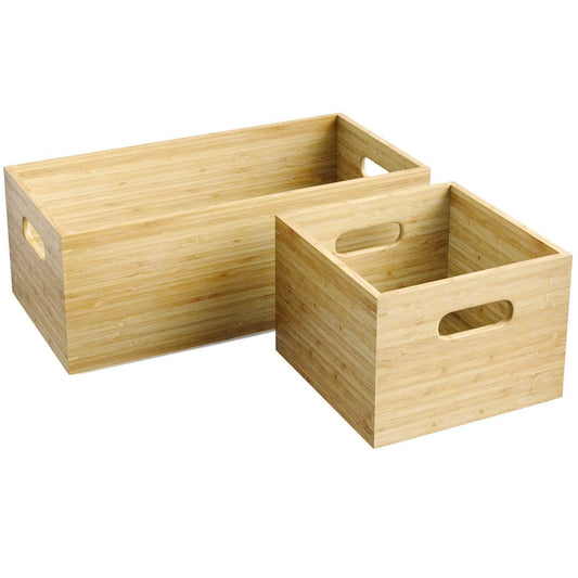 Set aus Bambus-Aufbewahrungsboxen - 1 große Box und 1 mittlere Box