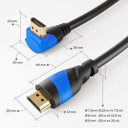 4K High Speed HDMI Cable - 270° angled - with Ethernet, 3D, ARC, HDR