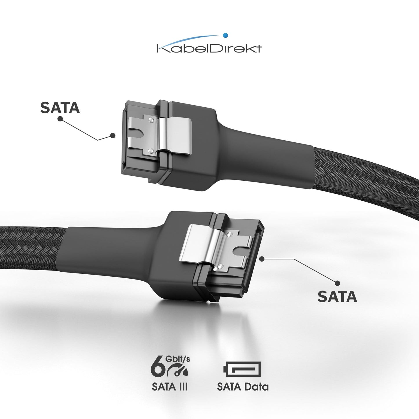 SATA Datenkabel – 30 cm & 60 cm, gerade und 90° gewinkelt, 6 Gbit/s, SATA-III, 3er Set