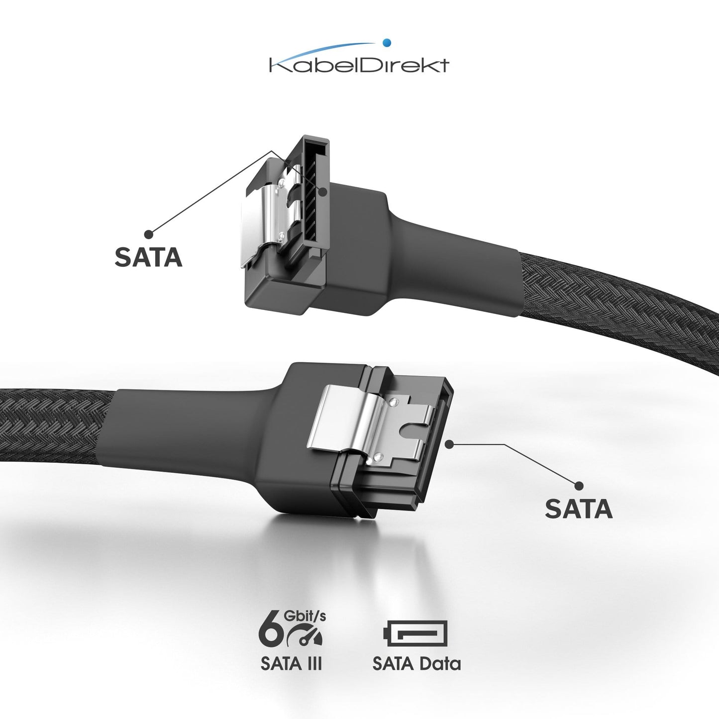 SATA Datenkabel – 30 cm & 60 cm, gerade und 90° gewinkelt, 6 Gbit/s, SATA-III, 3er Set