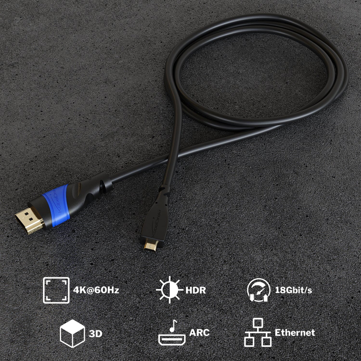 Câble HDMI vers micro HDMI haute vitesse avec Ethernet de 2 m (6,5 pi)  GHDC3402 d'IOGEAR