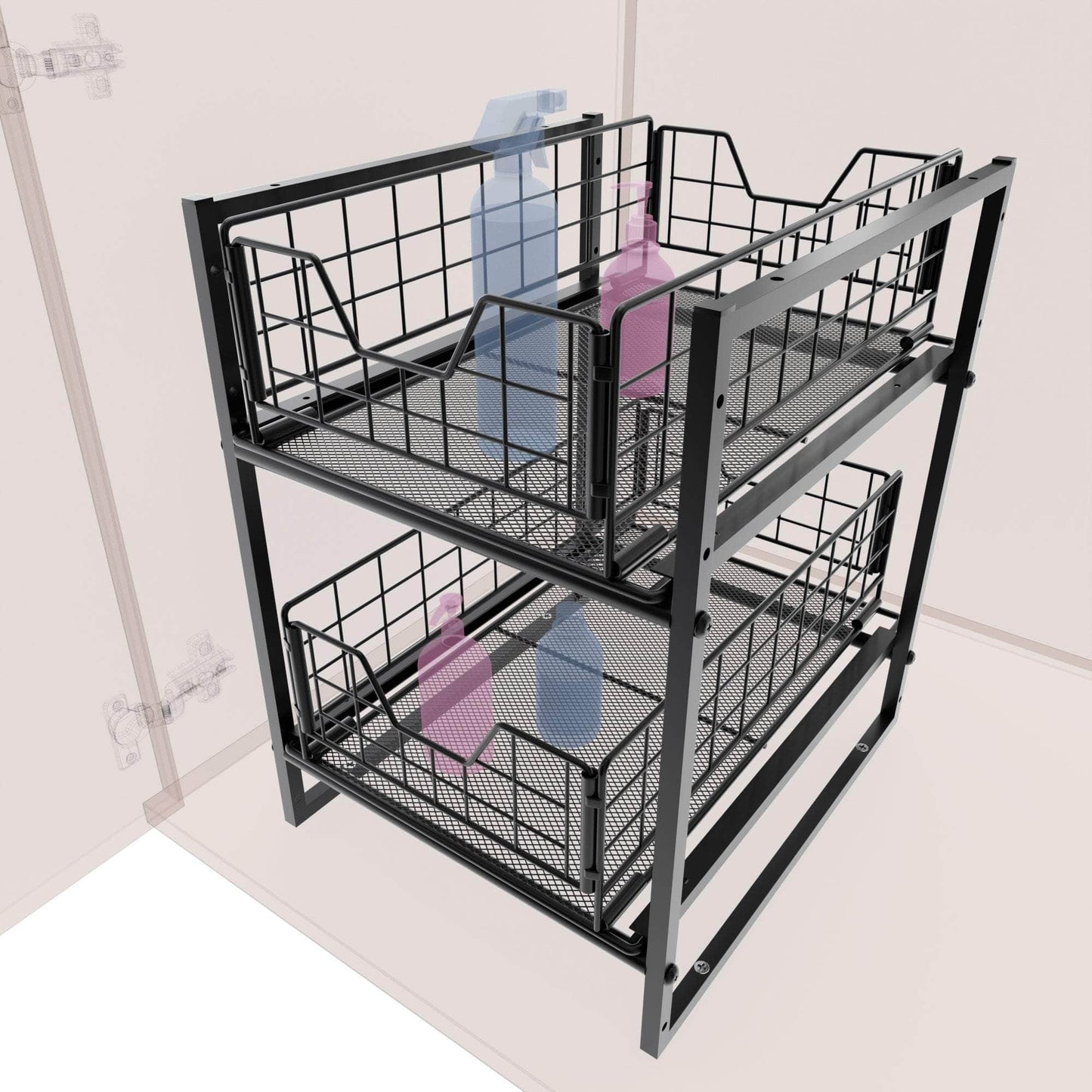 KD Essentials - Sink unit organiser – robust solid metal, 2 levels