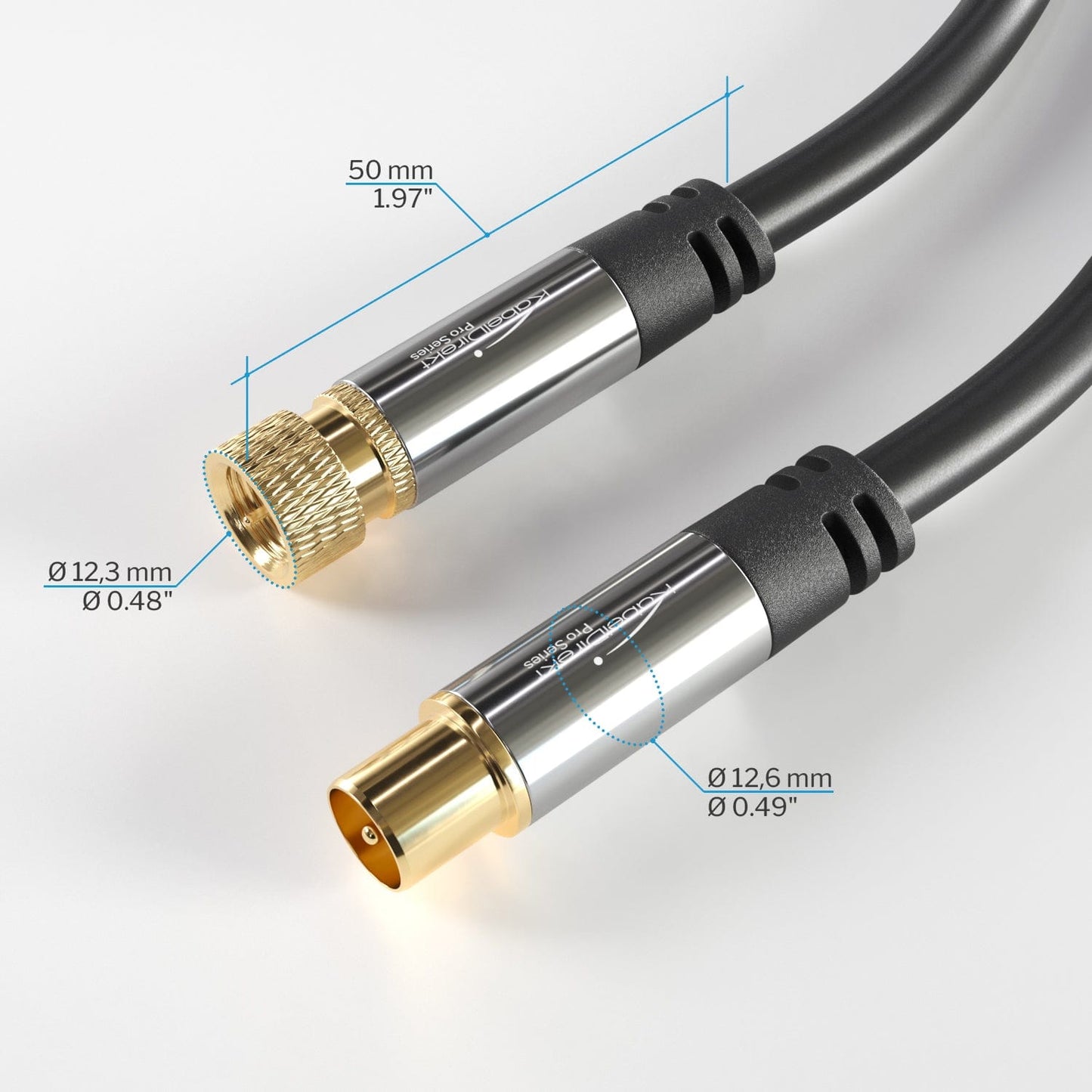 SAT/TV Cable - 75 Ohm - F-type connector, coax connector - coaxial cable for TV, HDTV, radio, DVB-T2, DVB-C, DVB-S 